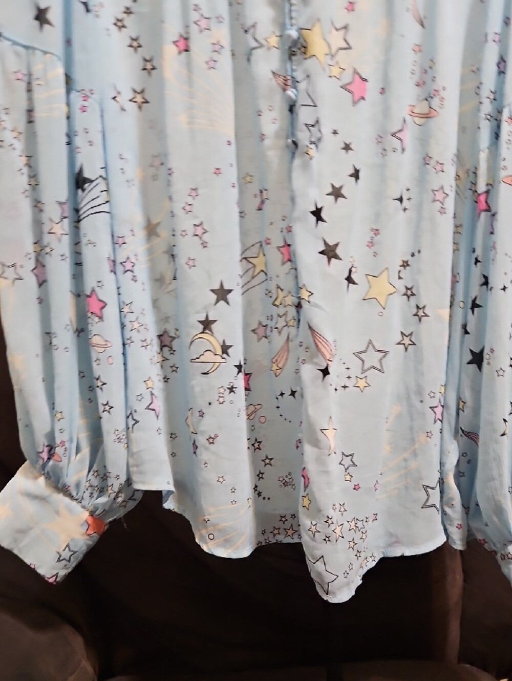 torrid Light Blue Celestial Starprint Peasant Blouse - Picture 4 of 7